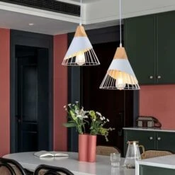 Rétro Metal Suspension En Métal Cage E27 Eclairage De Plafond , Industrielle Lustre Lampe Vintage Pendante Lumière Plafonnier Blanc -EUROPALAMP Soldes Magasin 27611259 5