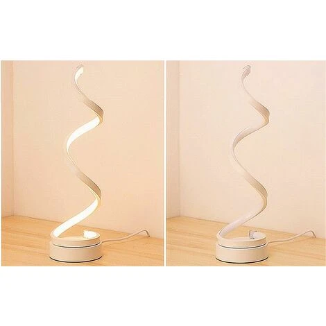 Lampe De Table Spirale LED , Incurvée Lampe De Bureau LED, 12W Lumière Blanc Chaud, Creative Acrylique LED Lampe De Modélisation Parfaite Pour Chambre à Coucher Salon (blanc) 2 Lampe De Table Spirale LED , Incurvée Lampe De Bureau LED, 12W Lumière Blanc Chaud, Creative Acrylique LED Lampe De Modélisation Parfaite Pour Chambre à Coucher Salon (blanc) – Image 2
