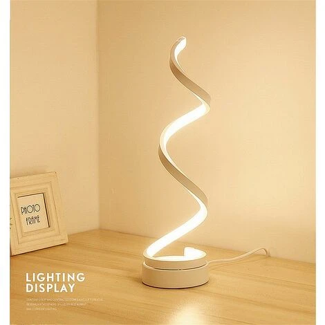Lampe De Table Spirale LED , Incurvée Lampe De Bureau LED, 12W Lumière Blanc Chaud, Creative Acrylique LED Lampe De Modélisation Parfaite Pour Chambre à Coucher Salon (blanc) 3 Lampe De Table Spirale LED , Incurvée Lampe De Bureau LED, 12W Lumière Blanc Chaud, Creative Acrylique LED Lampe De Modélisation Parfaite Pour Chambre à Coucher Salon (blanc) – Image 3