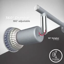 B.K. Licht Plafonnier 3 Spots Pivotants & Orientables, 3 Ampoules LED 5W GU10, Barre Spots Plafond Salon Salle à Manger Cuisine Couloir, Lumière Blanche Neutre 4000K, Couleur Titane -EUROPALAMP Soldes Magasin 28271657 3