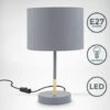 Lampe De Table Tissu Gris, Douille E27, Ø 20cm, Interrupteur Câble, Câble De 140cm Lampe De Chevet