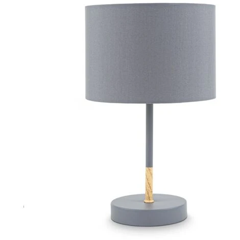 Lampe De Table Tissu Gris, Douille E27, Ø 20cm, Interrupteur Câble, Câble De 140cm Lampe De Chevet 2 Lampe De Table Tissu Gris, Douille E27, Ø 20cm, Interrupteur Câble, Câble De 140cm Lampe De Chevet – Image 2