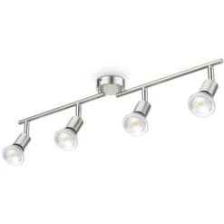 B.K.Licht Plafonnier 4 Spots Pivotants & Orientables, 4 Ampoules LED 5W GU10, Barre Spots Plafond Salon Salle à Manger Cuisine Couloir, Lumière Blanche Neutre 4000K