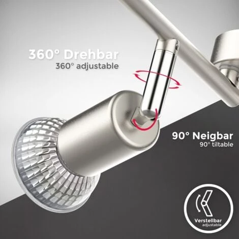 B.K.Licht Plafonnier 4 Spots Pivotants & Orientables, 4 Ampoules LED 5W GU10, Barre Spots Plafond Salon Salle à Manger Cuisine Couloir, Lumière Blanche Neutre 4000K 3 B.K.Licht Plafonnier 4 Spots Pivotants & Orientables, 4 Ampoules LED 5W GU10, Barre Spots Plafond Salon Salle à Manger Cuisine Couloir, Lumière Blanche Neutre 4000K – Image 3