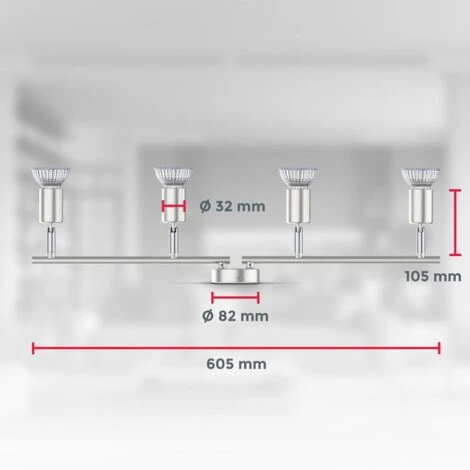 B.K.Licht Plafonnier 4 Spots Pivotants & Orientables, 4 Ampoules LED 5W GU10, Barre Spots Plafond Salon Salle à Manger Cuisine Couloir, Lumière Blanche Neutre 4000K 5 B.K.Licht Plafonnier 4 Spots Pivotants & Orientables, 4 Ampoules LED 5W GU10, Barre Spots Plafond Salon Salle à Manger Cuisine Couloir, Lumière Blanche Neutre 4000K – Image 5