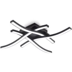 Plafonnier LED à 4 Lampes I 4.000K Blanc Neutre I 20 Watt I 2.000 Lumen I Noir I Acrylique Blanc I Ondulé I Courbe