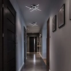 Plafonnier LED à 4 Lampes I 4.000K Blanc Neutre I 20 Watt I 2.000 Lumen I Noir I Acrylique Blanc I Ondulé I Courbe -EUROPALAMP Soldes Magasin 28271692 3