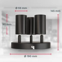 Plafonier 3 Spots I Spots Pivotants & Orientables I GU10 I Noir-mat I Livré Sans Ampoules -EUROPALAMP Soldes Magasin 28497395 5