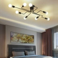 Vintage Plafonnier Industriel Creative Plafond Lampe Pendentif Lampe Rétro Avec 8 E27 Lampe Socket Pour Salon Salle À Manger Bar Cafétéria Restaurant -EUROPALAMP Soldes Magasin 28992116 3