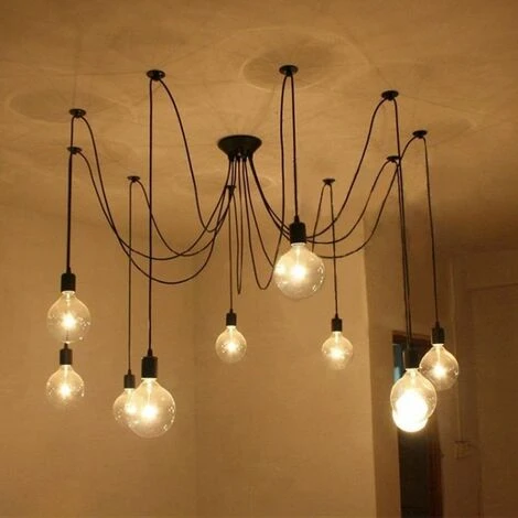 Lustre Suspension Araignee E27 Douille Rétro Industriel Abat-jour Noir, DIY Ajustable Longueur Avec 1.5m Fil, 8 Bras (pas D'ampoule) 1 Lustre Suspension Araignee E27 Douille Rétro Industriel Abat-jour Noir, DIY Ajustable Longueur Avec 1.5m Fil, 8 Bras (pas D'ampoule)