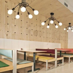 Luminaire Plafonnier Edison 5 Têtes Metal Fer Industriel Creative Noir , Lampe De Suspension Vintage Luminaire E27 Rétro Salle De Salle à Manger Chambre D'hôtel Accueil Accessoires D'éclairage -EUROPALAMP Soldes Magasin 28992134 4