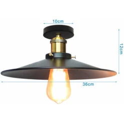 Vintage Plafonnier Industriel Retro En Métal Ø36cm Lustre Luminaire L'éclairage Pour Chambre Salon Cuisine Couloir (Noir) 7 Vintage Plafonnier Industriel Retro En Métal Ø36cm Lustre Luminaire L'éclairage Pour Chambre Salon Cuisine Couloir (Noir) -EUROPALAMP Soldes Magasin 28992152 4