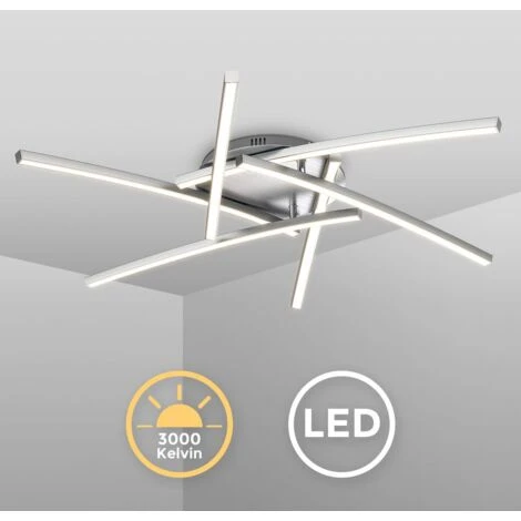 Plafonnier LED 24W, 6 Platines LED, Orientable, 2880Lm, 3000K Blanc Chaud, Lampe Plafond Métal Aluminium Brossé Salon Cuisine 2 Plafonnier LED 24W, 6 Platines LED, Orientable, 2880Lm, 3000K Blanc Chaud, Lampe Plafond Métal Aluminium Brossé Salon Cuisine – Image 2