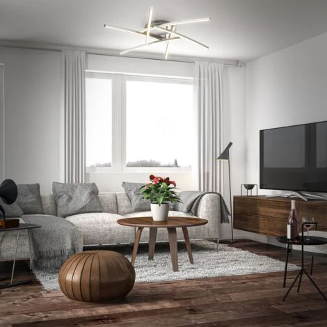 Plafonnier LED 24W, 6 Platines LED, Orientable, 2880Lm, 3000K Blanc Chaud, Lampe Plafond Métal Aluminium Brossé Salon Cuisine 3 Plafonnier LED 24W, 6 Platines LED, Orientable, 2880Lm, 3000K Blanc Chaud, Lampe Plafond Métal Aluminium Brossé Salon Cuisine – Image 3