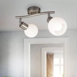 Plafonnier LED Pivotant Avec Abat-jour En Verre I Couleur De Lumière Blanche Chaude I 2x 5W I 3.000 K I E14 I 2x 470lm I 2-flamme -EUROPALAMP Soldes Magasin 30191544 4