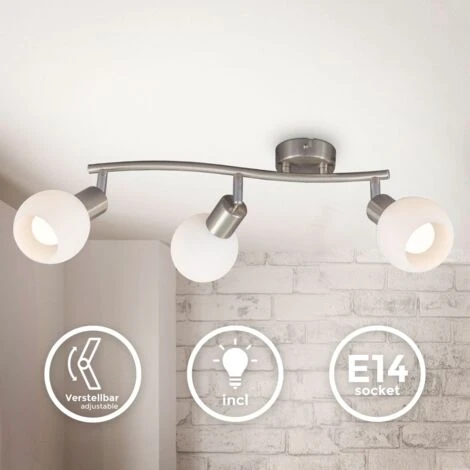 Plafonnier LED Pivotant Avec Abat-jour En Verre I Couleur De Lumière Blanche Chaude I 3x 5W I 3.000 K I E14 I 3x 470lm I 3-flamme 3 Plafonnier LED Pivotant Avec Abat-jour En Verre I Couleur De Lumière Blanche Chaude I 3x 5W I 3.000 K I E14 I 3x 470lm I 3-flamme – Image 3