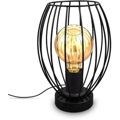 B.K.Licht I Lampe De Table Cage Métallique I Douille E27 I Interrupteur à Câble I Lampe De Table Design Industriel Vintage I Hauteur 25,6 Cm I Noir I Livrée Sans Ampoule 1 B.K.Licht I Lampe De Table Cage Métallique I Douille E27 I Interrupteur à Câble I Lampe De Table Design Industriel Vintage I Hauteur 25,6 Cm I Noir I Livrée Sans Ampoule
