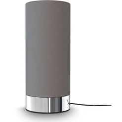 Lampe De Table En Tissu Gris I Fonction Tactile I 3 Fois Gradable I E14 I Socle Chromé I Sans Ampoule