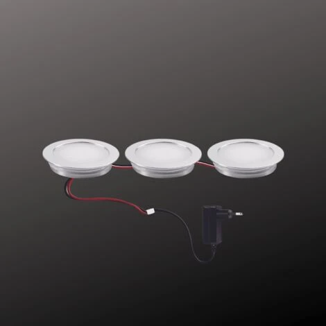 Kit 3 Spots Led Ronds à Encastrer Parquet 12V 9 Led/spot Blanc Chaud 1 Kit 3 Spots Led Ronds à Encastrer Parquet 12V 9 Led/spot Blanc Chaud