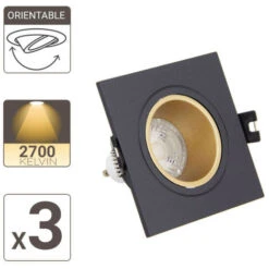 Xanlite - Lot 3 Spots GU10 50W 2700K Carré Orientable Noir Et Or IP20 - PACK3SP50CANO 9 Xanlite - Lot 3 Spots GU10 50W 2700K Carré Orientable Noir Et Or IP20 - PACK3SP50CANO -EUROPALAMP Soldes Magasin 31819498 5