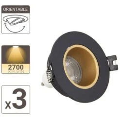 Xanlite - Lot 3 Spots GU10 50W 2700K Rond Orientable Noir Et Or IP20 - PACK3SP50RANO 8 Xanlite - Lot 3 Spots GU10 50W 2700K Rond Orientable Noir Et Or IP20 - PACK3SP50RANO -EUROPALAMP Soldes Magasin 31819518 4