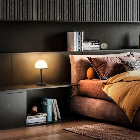 Lampe De Table Avec Abat-jour En Verre, Graduable Par Variateur Tactile Intégré Sur 3 Niveaux, Pour Ampoule E14 (non Fournie), Lampe De Chevet, Verre Opale 4 Lampe De Table Avec Abat-jour En Verre, Graduable Par Variateur Tactile Intégré Sur 3 Niveaux, Pour Ampoule E14 (non Fournie), Lampe De Chevet, Verre Opale – Image 4