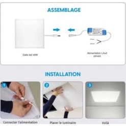 EUROPALAMP Dalle LED 600x600 40W Lot De 6 Pcs Blanc Neutre 4000k Haute Luminosité - Plusieurs Modèles Disponibles -EUROPALAMP Soldes Magasin 3205519 3