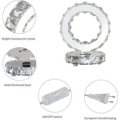 LED Lampe De Table En Cristal, Lampe De Chevet élégante Décorative, Lampe De Veilleuse Idéale Pour Chambre De Coucher, Salon, 18W Lumière Blanc Froide -EUROPALAMP Soldes Magasin 33022602 5