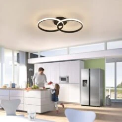 LED Plafonnier, Luminaire Plafonnier Moderne 42W, Lustres LED Double Anneau 4500K 3360 Lúmene, Plafonniers En Acrylique Noir Pour Chambre à Coucher, Salon, Bureau -EUROPALAMP Soldes Magasin 33375692 3