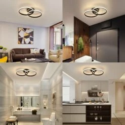 LED Plafonnier, Luminaire Plafonnier Moderne 42W, Lustres LED Double Anneau 4500K 3360 Lúmene, Plafonniers En Acrylique Noir Pour Chambre à Coucher, Salon, Bureau -EUROPALAMP Soldes Magasin 33375692 5