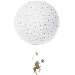ATMOSPHERA Lanterne Boule En Papier Licorne 34cm Blanc