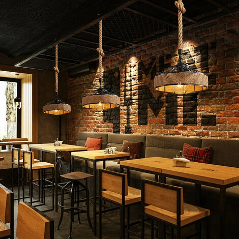 Lustre En Corde De Chanvre, Lampe à Suspension Rétro En Métal Noir, Lustres Suspensions En Country, Plafonnier Couloir E27 Luminaire Pour Salon Salle Chambre Décorer Maison 220V 4 Lustre En Corde De Chanvre, Lampe à Suspension Rétro En Métal Noir, Lustres Suspensions En Country, Plafonnier Couloir E27 Luminaire Pour Salon Salle Chambre Décorer Maison 220V – Image 4