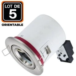 EUROPALAMP 5 Supports Spot BBC Orientable INOX IP20 Avec Douille GU10