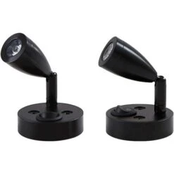 LITZEE 2 Pièces 12V LED Spot Lampe De Lecture Murale De Chevet Interrupteur Réglable Camping-Car Caravane Van Caravane Lumière Intérieure Pour Bateau Camping-Car (Noir,Court)