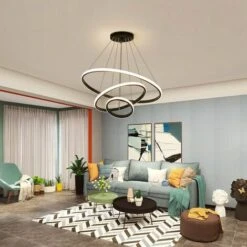 Plafonnier LED, Lustre Moderne LED 76W En Forme De Cercle Noir, 3 Anneaux, Suspension En Aluminium 6000K 7 Plafonnier LED, Lustre Moderne LED 76W En Forme De Cercle Noir, 3 Anneaux, Suspension En Aluminium 6000K -EUROPALAMP Soldes Magasin 36767574 3