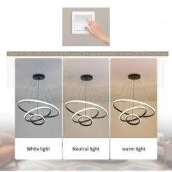 Plafonnier LED, Lustre Moderne LED 76W En Forme De Cercle Noir, 3 Anneaux, Suspension En Aluminium 6000K 8 Plafonnier LED, Lustre Moderne LED 76W En Forme De Cercle Noir, 3 Anneaux, Suspension En Aluminium 6000K -EUROPALAMP Soldes Magasin 36767574 4