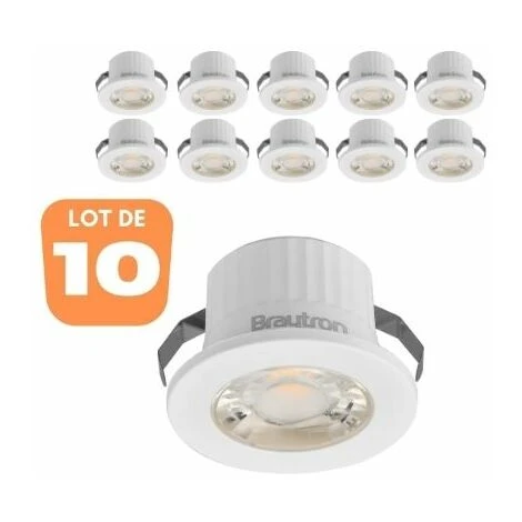Lot De 10 Minis Spots LED Rond Blanc 3W 6500K IP54 1 Lot De 10 Minis Spots LED Rond Blanc 3W 6500K IP54