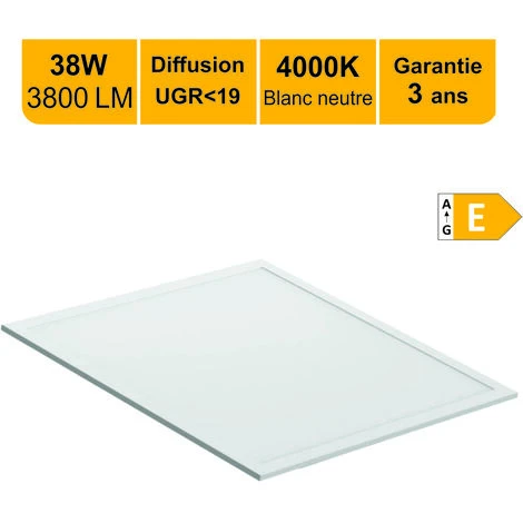 Dalle LED 38W 60x60 UGR19 3800lm 4000K - Garantie 5 Ans 1 Dalle LED 38W 60x60 UGR19 3800lm 4000K - Garantie 5 Ans