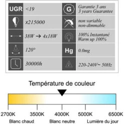 Dalle LED 38W 60x60 UGR19 3800lm 4000K - Garantie 5 Ans 6 Dalle LED 38W 60x60 UGR19 3800lm 4000K - Garantie 5 Ans -EUROPALAMP Soldes Magasin 43380259 3