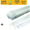 Boitier étanche Traversant IP65 150cm + 2 Tubes LED 2x24W 4800lm 6500K - Garantie 2 Ans