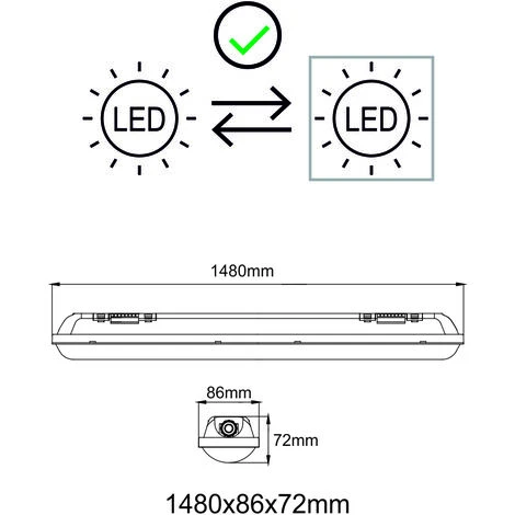 Boitier étanche Traversant IP65 150cm + 2 Tubes LED 2x24W 4800lm 6500K - Garantie 2 Ans 4 Boitier étanche Traversant IP65 150cm + 2 Tubes LED 2x24W 4800lm 6500K - Garantie 2 Ans – Image 4