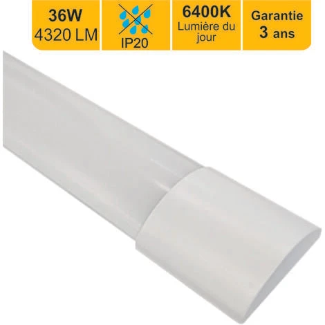 Réglette LED Intégrée 120cm 36W 4320lm - 6500K Lumière Du Jour - Garantie 3 Ans 1 Réglette LED Intégrée 120cm 36W 4320lm - 6500K Lumière Du Jour - Garantie 3 Ans