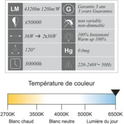 Réglette LED Intégrée 120cm 36W 4320lm - 6500K Lumière Du Jour - Garantie 3 Ans 6 Réglette LED Intégrée 120cm 36W 4320lm - 6500K Lumière Du Jour - Garantie 3 Ans -EUROPALAMP Soldes Magasin 43459922 3