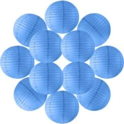 12x Lanterne Papier 30 Cm Bleu Roi - Suspension Boule Papier 30 Cm (12'') Type Lanterne Japonaise Pour Decoration Mariage - 12 Pièces - Le Must De La Gamme De Lampions Papier - Notice En Français.