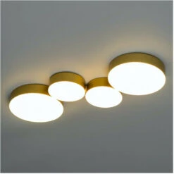Plafonnier Moderne Doré 4 Spots Lumineux LED - Skavi