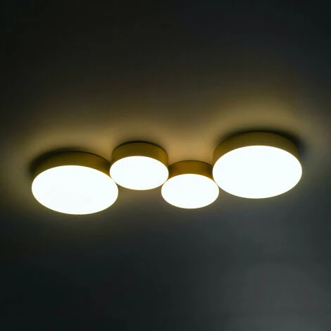 Plafonnier Moderne Doré 4 Spots Lumineux LED - Skavi 2 Plafonnier Moderne Doré 4 Spots Lumineux LED - Skavi – Image 2