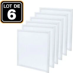 EUROPALAMP Dalle LED 600x600 40W Lot De 6 Pcs PMMA Blanc Froid 6000k Haute Luminosité
