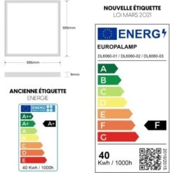 EUROPALAMP Dalle LED 600x600 40W Lot De 6 Pcs PMMA Blanc Froid 6000k Haute Luminosité -EUROPALAMP Soldes Magasin 4465775 5
