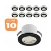 Lot De 10 Minis Spots LED Rond Noir 3W 4000K IP54
