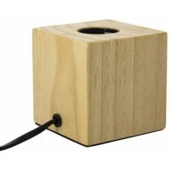 Xanlite - Lampe à Poser Cubik Bois Culot E27 - XDLAPCUBIKW